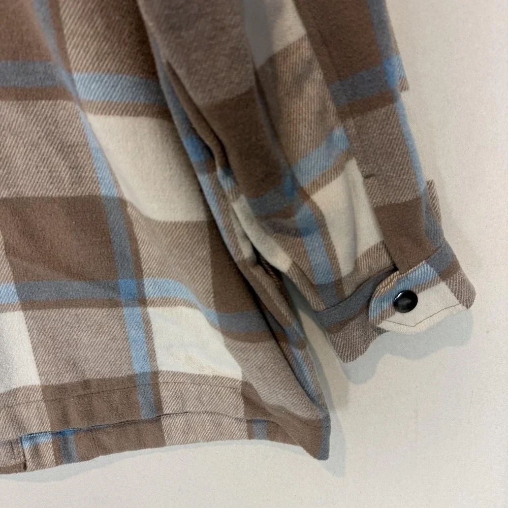 HFX Jacket Mens Medium‎ Brown Plaid Flannel Snap Front Pockets Outdoor Casual
